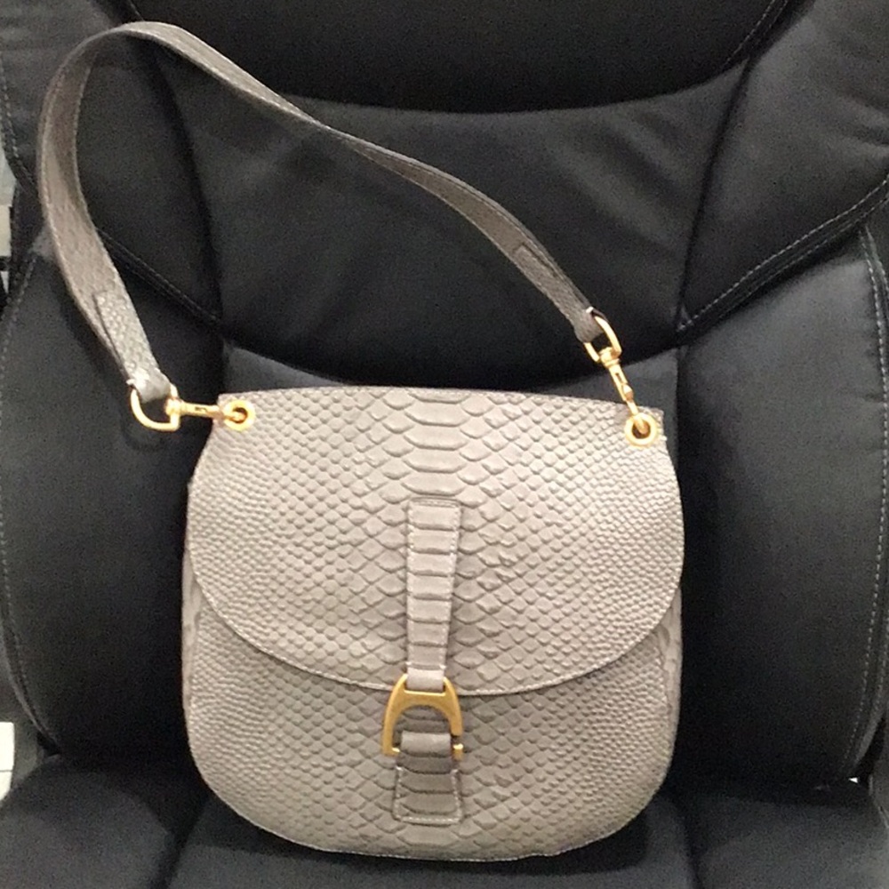 Dooney & Bourke Rare Croc Embossed Hobo Shoulder Bag in Gray